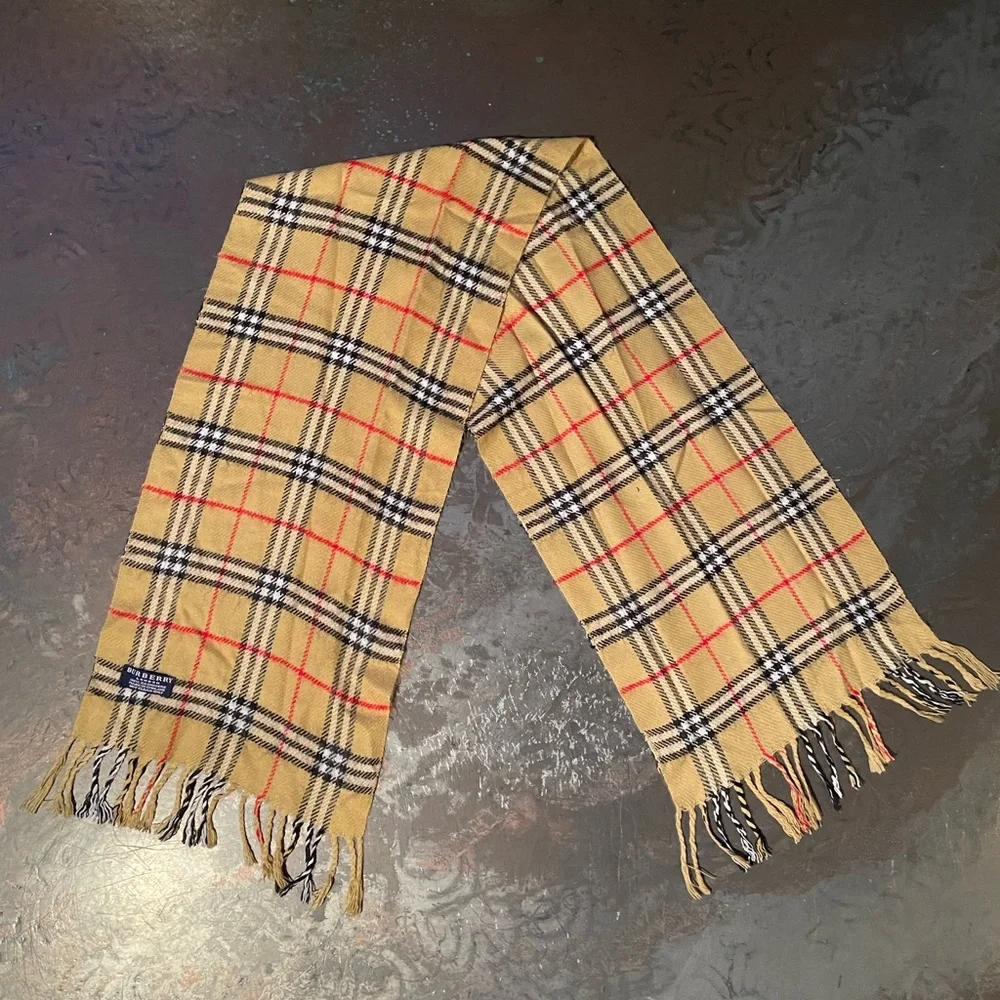 Burberry Beige and Black Plaid Scarf